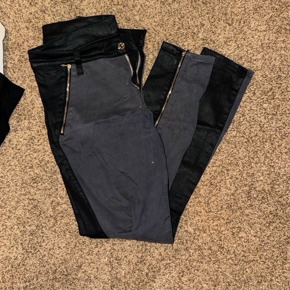 Black pleather skinny jeans